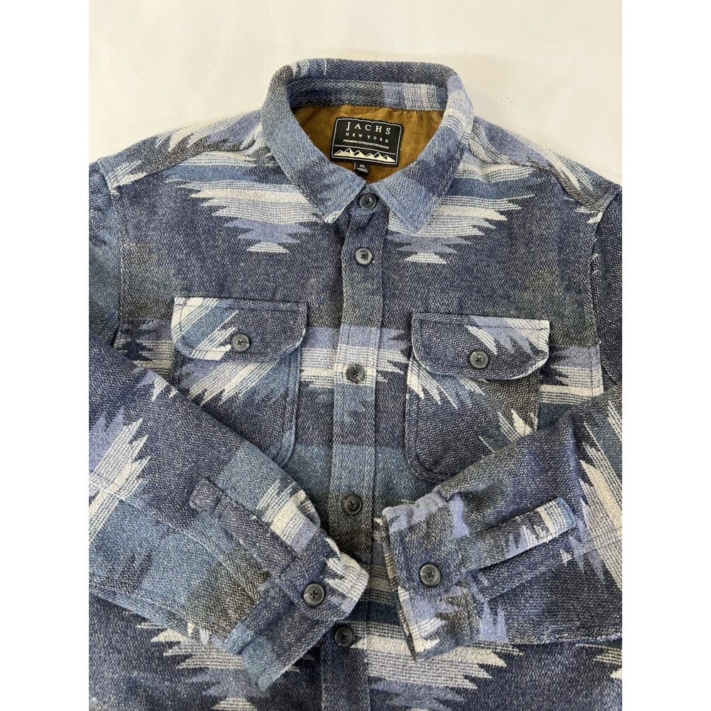 Jachs New York‎ Shirt Jacket Men's Blue Aztec Western Heavy XL Long Sleeve - Picture 3 of 13
